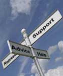 signpost pointing to support and advice