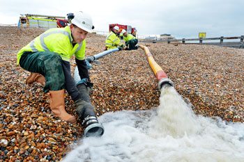 Environment Agency staff working on the coast