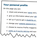 screenshot of personal profile page